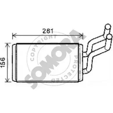 Радиатор печки, теплообменник SOMORA 1418459995 B 7K0T 2X405X 067050 изображение 0