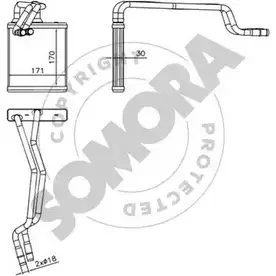 Радиатор печки, теплообменник SOMORA 092750 96 LVA 1418461428 VMB0LZ7 изображение 0