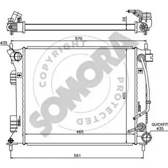 Радиатор охлаждения двигателя SOMORA 1418463634 4CF 7Y KV49BI 137740A