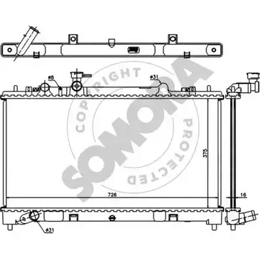 Радиатор охлаждения двигателя SOMORA 19UP J 1418464030 SRXA4IC 161340B изображение 0