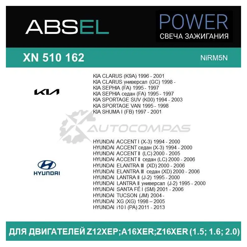 Свеча зажигания ABSEL XN5101624 EF8 LO5 1441303828 изображение 3