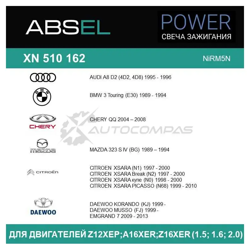 Свеча зажигания ABSEL XN5101624 EF8 LO5 1441303828 изображение 4