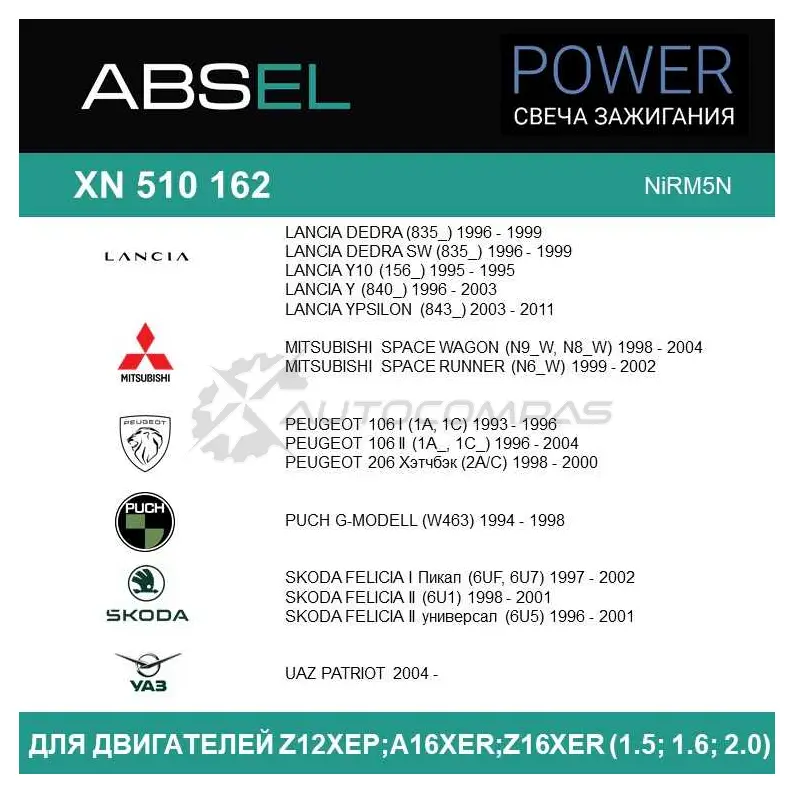 Свеча зажигания ABSEL XN5101624 EF8 LO5 1441303828 изображение 5