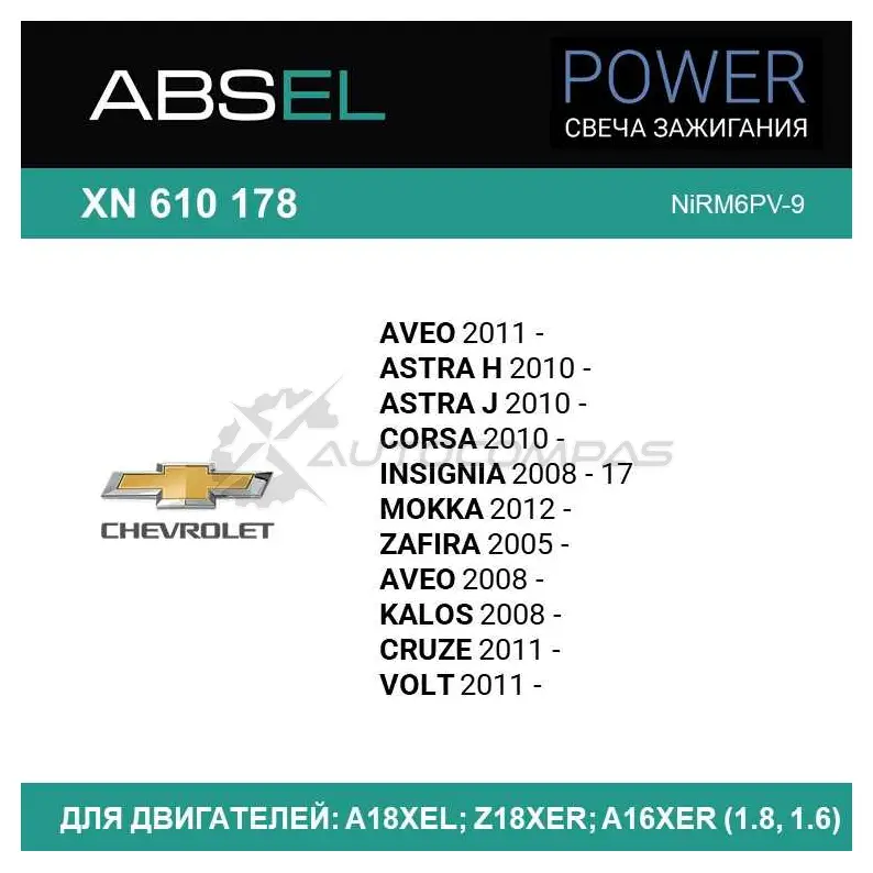 Свеча зажигания ABSEL 25R4P 6 XN6101784 1441304832 изображение 2