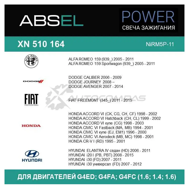 Свеча зажигания ABSEL 1441305389 XN5101644 S5EC9J L изображение 2