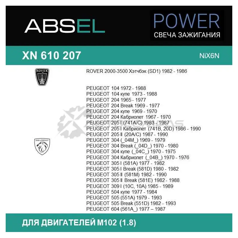 Свеча зажигания ABSEL XN6102074 9LM EA 1441308370 изображение 5