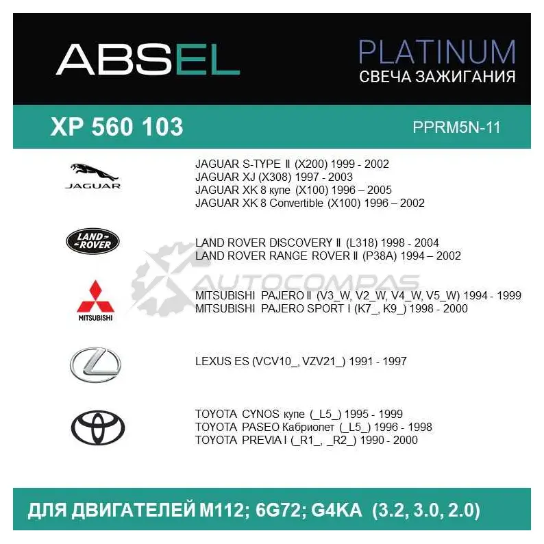 Свеча зажигания ABSEL 1441308372 I R3XI75 XP5601034 изображение 4