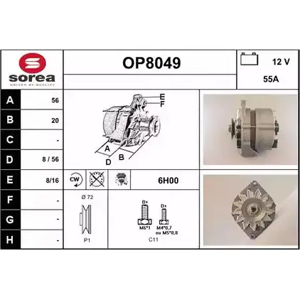 Генератор SNRA 1419851775 OP8049 OP8 049 WHM81V изображение 0