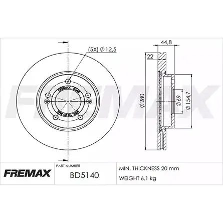 Тормозной диск FREMAX BD-5140 1419856406 Z1 U07H N6MB5U изображение 0
