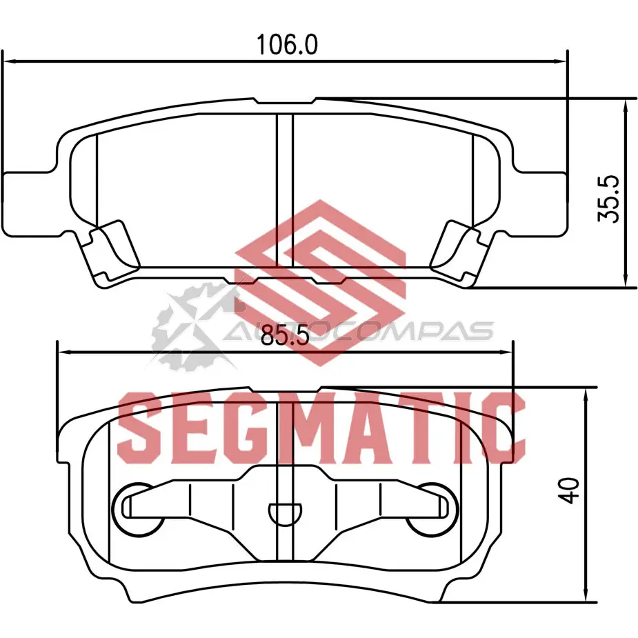 Тормозные колодки дисковые задние mitsubishi lancer 1 6 2003-2008 mitsubishi lancer 1 6 2003- mitsubishi lancer 1 8 2008- SEGMATIC SGBP2566 ACTA R 1441281256 изображение 0