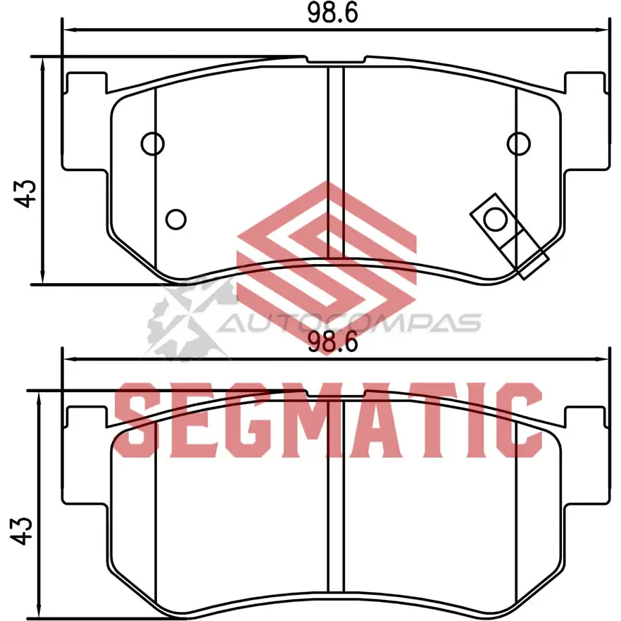 Тормозные колодки дисковые задние ssangyong kyron 2 0 2005- ssangyong actyon 2 0 2005- ssangyong rexton 2 7 2006- SEGMATIC SGBP2634 1441281268 5C 5EOJQ