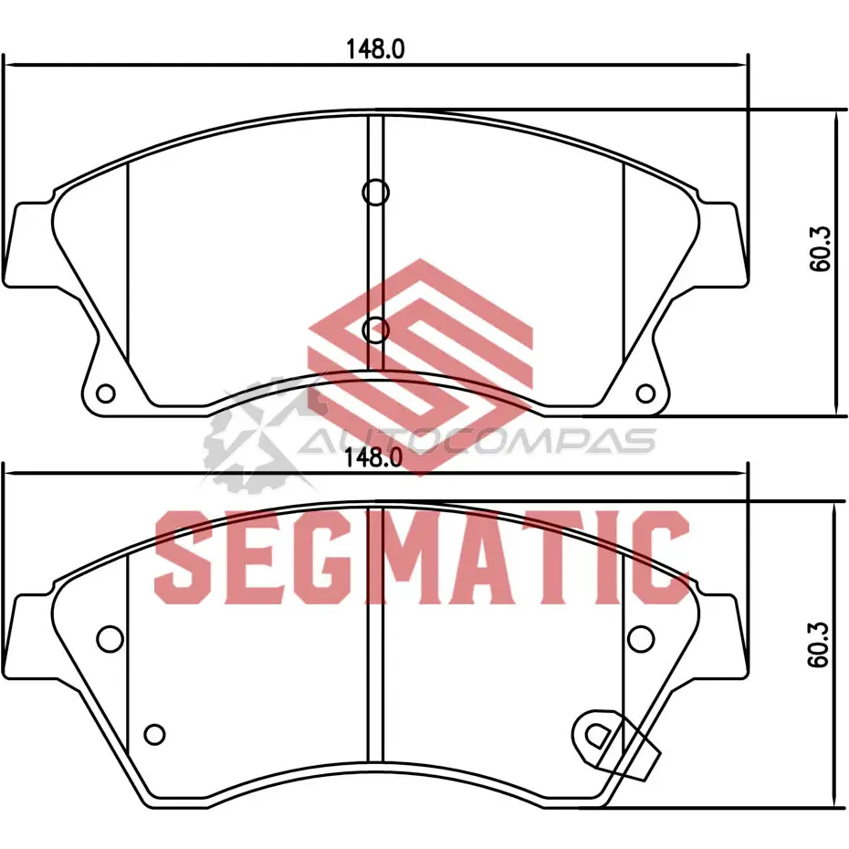 Тормозные колодки дисковые передние chevrolet cruze 1 6 2009- chevrolet cruze 1 6 2012- opel astra 1 6 2010- SEGMATIC 8J3 5U90 1441281302 SGBP2570
