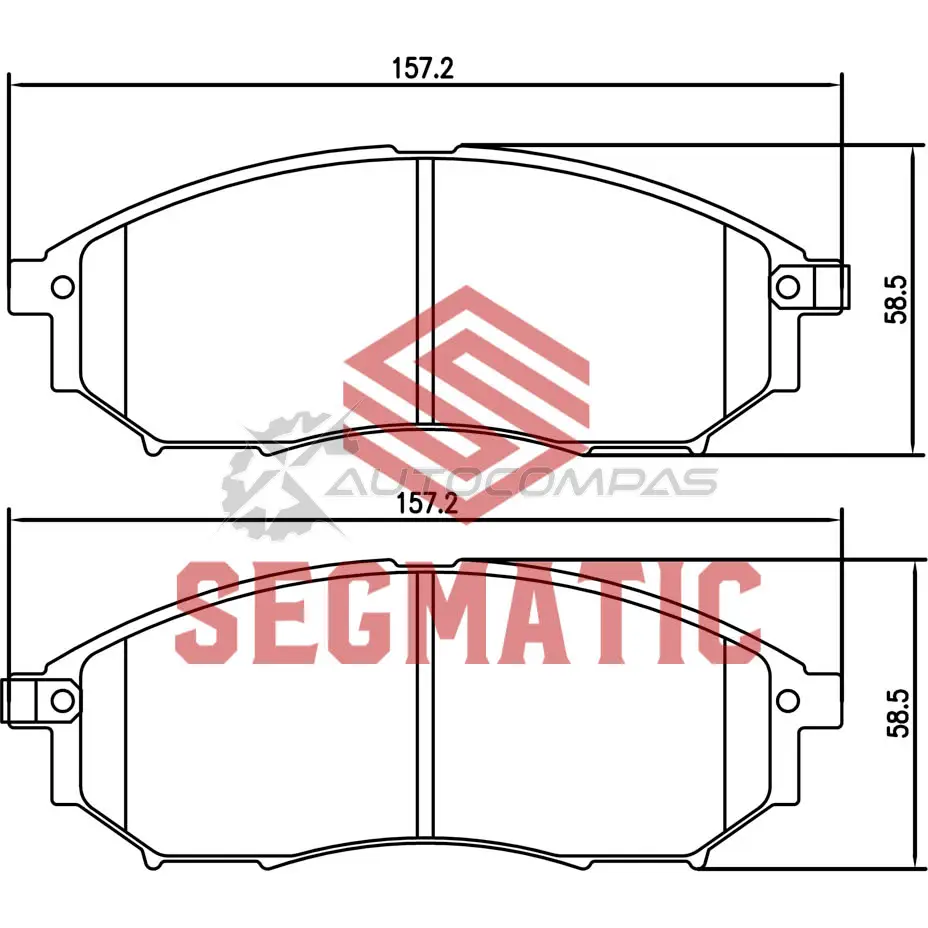 Тормозные колодки дисковые передние nissan pathfinder 2 5 2005- renault koleos 2 5 2008- nissan murano 3 5 2003-2008 SEGMATIC 1441281353 SGBP2590 49 3W2Z