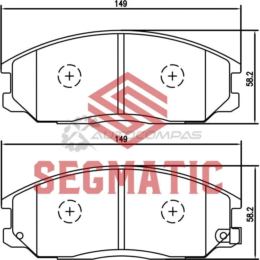 Тормозные колодки дисковые передние ssangyong kyron 2 0 2005- ssangyong actyon 2 0 2005- ssangyong rexton 2 7 SEGMATIC KGH MB SGBP2616 1441281376