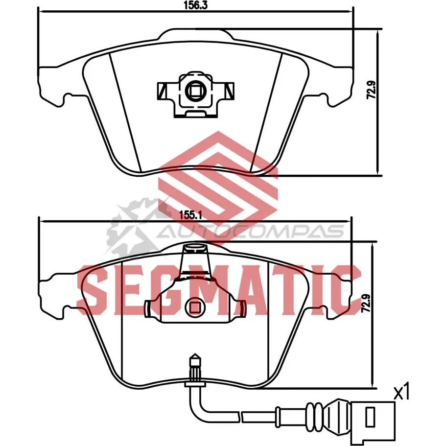 Тормозные колодки дисковые передние volvo s60 2 4 2000-2010 volvo xc90 2 5 2002-2006 volvo s40 2 4 2004-2010 SEGMATIC 1441281400 5 VOAK SGBP2626 изображение 0