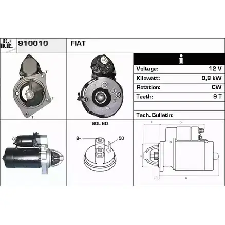 Стартер EDR LH6YG9J OH3X L4 910010 1420125659 изображение 0