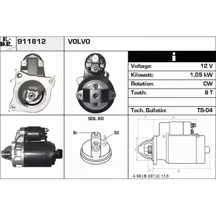 Стартер EDR CJD61G 1420126828 911812 PUJ9 Y изображение 0