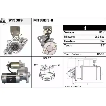 Стартер EDR VTTL3S4 913089 1420126998 Q QW0QT изображение 0