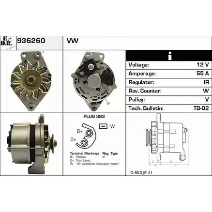 Генератор EDR 936260 WPO4YG PWI B8 1420131179 изображение 0