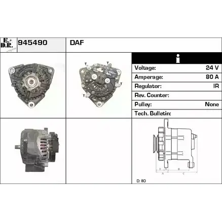 Генератор EDR H06ZZU 1420131660 945490 0R XO0A изображение 0