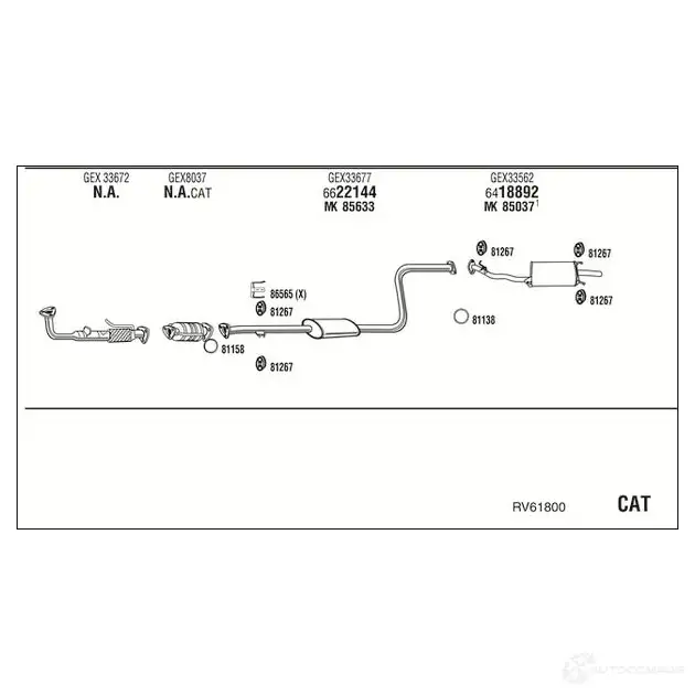 Система выпуска ОГ WALKER rv61800 HA67E T 146382 изображение 0