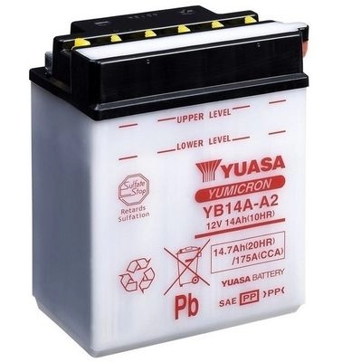 Аккумулятор 14 ач прямая 175 а 12 в 134x89x176 YUASA 1424867731 5050694032240 Y9 3L0H YB14AA2 изображение 0