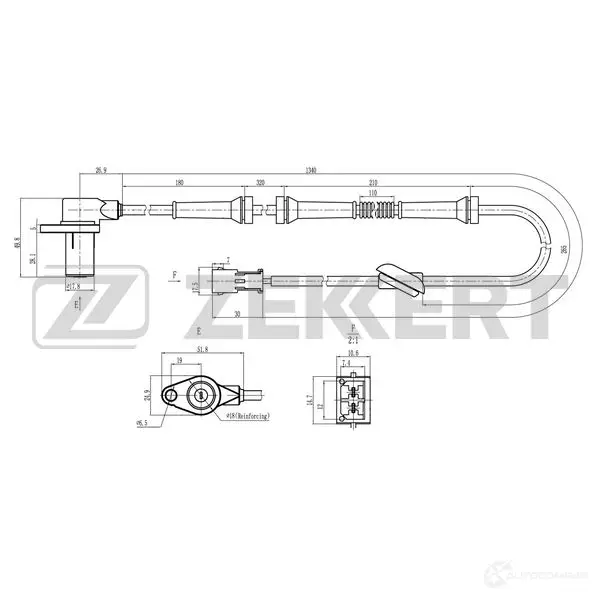 Датчик АБС ZEKKERT 44 V4T 1440198875 SE-6210