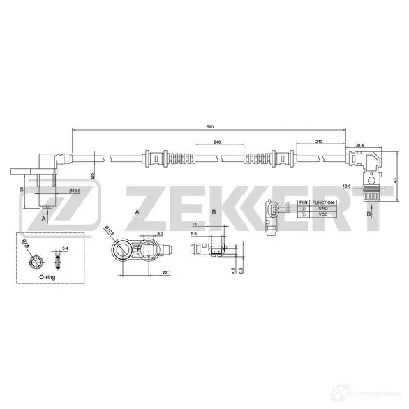 Датчик АБС ZEKKERT SE-6130 1440198950 C44U 0HE