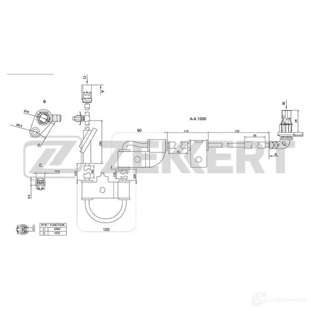 Датчик АБС ZEKKERT 1440198971 SE-6105 H30H RE