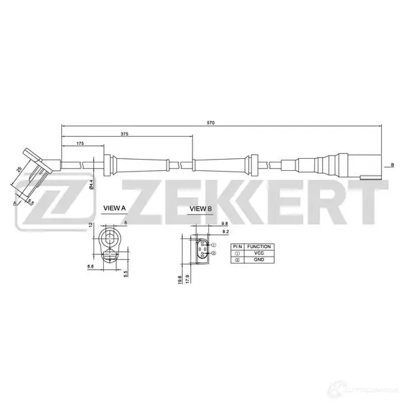 Датчик АБС ZEKKERT 32M7 LP 1440199010 SE-6054 изображение 0