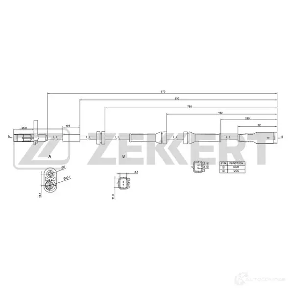 Датчик АБС ZEKKERT 1440199023 NHSN 3X SE-6040