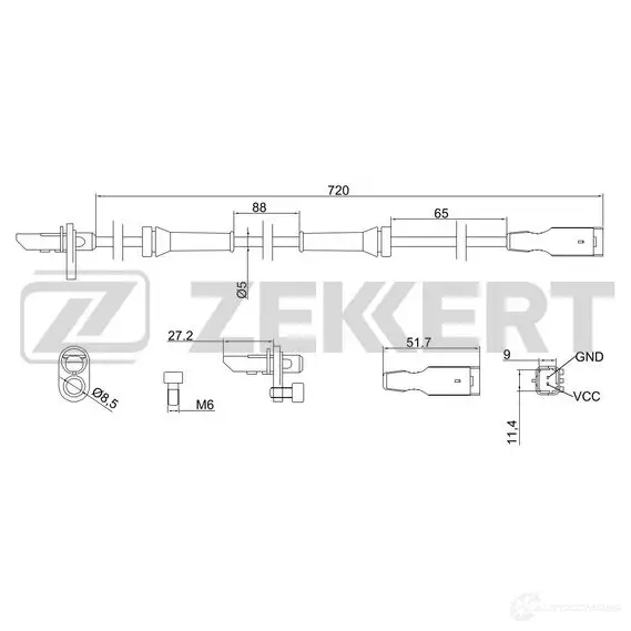 Датчик АБС ZEKKERT K R5DE 1440199024 SE-6039 изображение 0