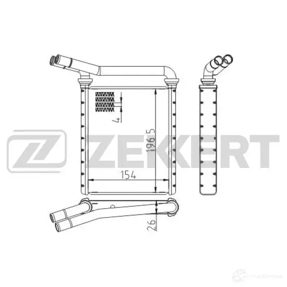 Радиатор печки, теплообменник ZEKKERT 1440200128 MK-5137 W7E DX6 изображение 0