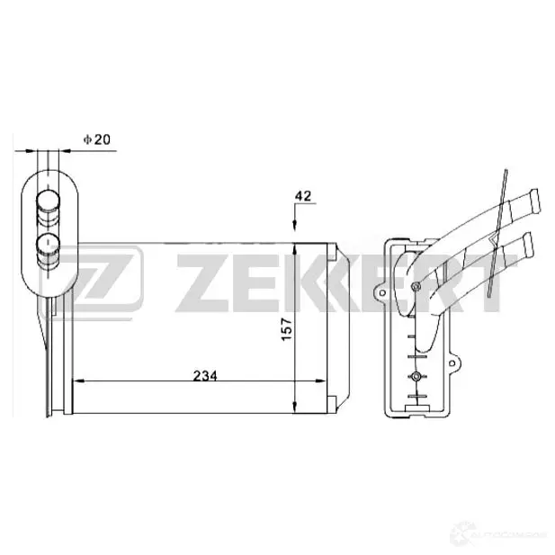 Радиатор печки, теплообменник ZEKKERT MK-5013 8V AM97 4319563 изображение 0