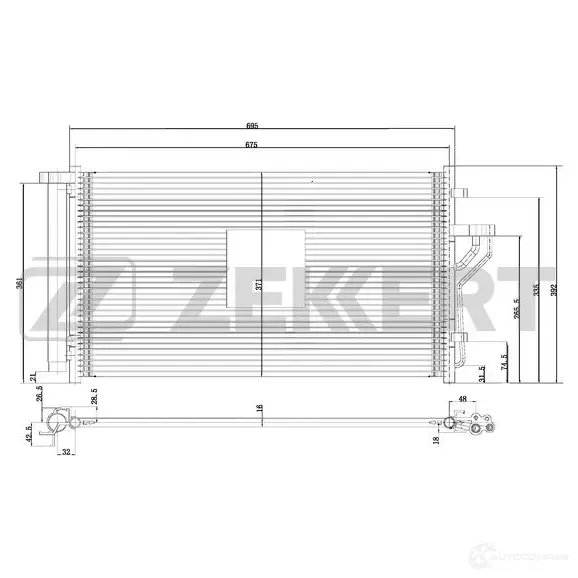 Радиатор кондиционера ZEKKERT HZ T1J 1440200170 MK-3185 изображение 0