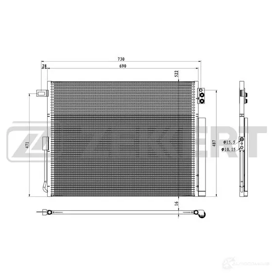 Радиатор кондиционера ZEKKERT 1440200179 7G F4ES4 MK-3176 изображение 0