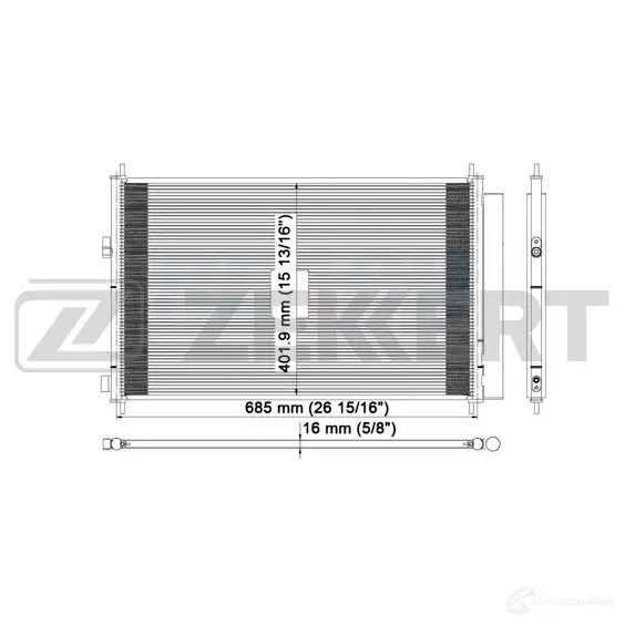Радиатор кондиционера ZEKKERT 1275192201 MK-3152 9 WR0XGE изображение 0