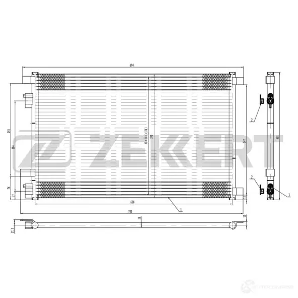 Радиатор кондиционера ZEKKERT MK-3045 4319543 9PADH F изображение 0