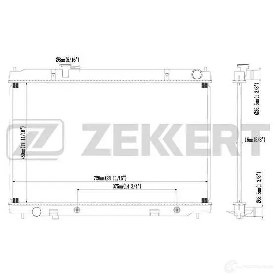 Радиатор охлаждения двигателя ZEKKERT 1440200300 MK-1497 BIZ7BX B