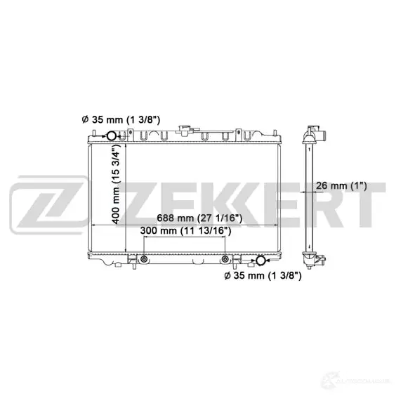 Радиатор охлаждения двигателя ZEKKERT 9C IQP1L 1275188117 MK-1241 изображение 0