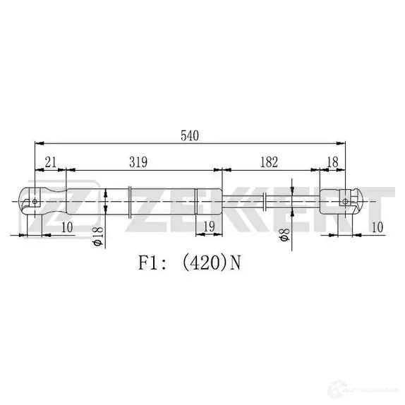 Амортизатор багажника ZEKKERT GF-2458 1440204152 G6PZ8 9P изображение 0