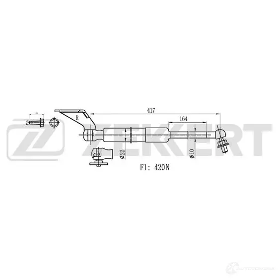 Амортизатор багажника ZEKKERT GF-2382 1440204197 34P7 ZT изображение 0