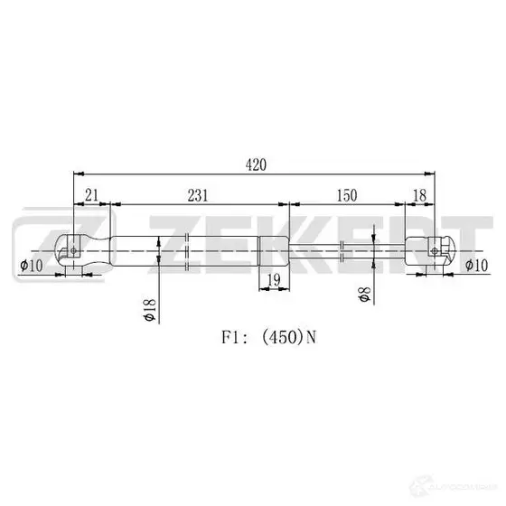 Амортизатор багажника ZEKKERT GF-2228 H SKECD 1440204293