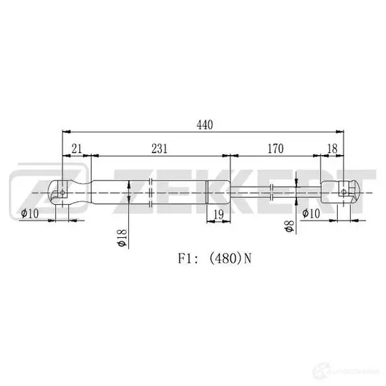 Амортизатор багажника ZEKKERT 1440204318 GF-2189 7N K5EG