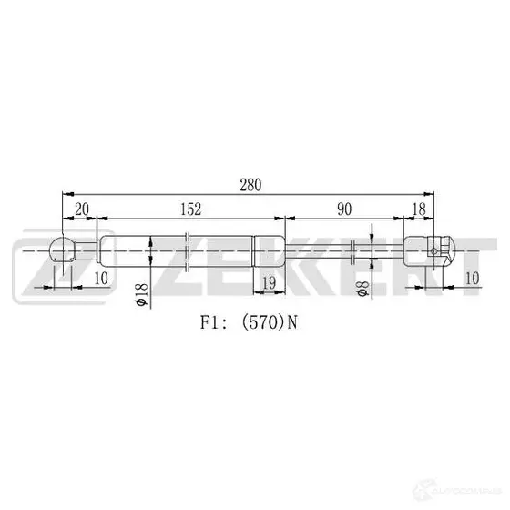 Амортизатор багажника ZEKKERT 1440204354 GF-2144 6D1 KIP