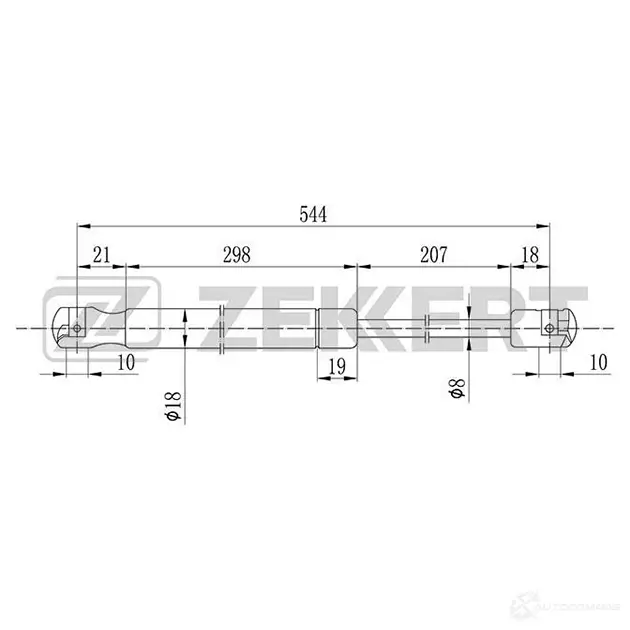 Амортизатор багажника ZEKKERT 1440204418 GF-2077 S4 HGD изображение 0