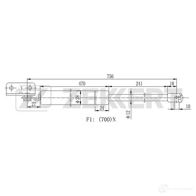 Амортизатор багажника ZEKKERT GF-2013 1275164919 N 651KV