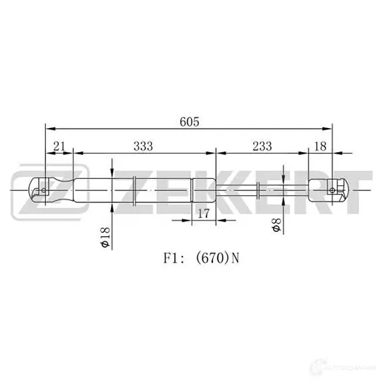 Амортизатор багажника ZEKKERT D E5W7I7 1275164711 GF-1980 изображение 0