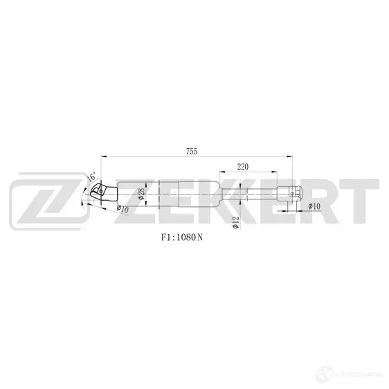 Амортизатор багажника ZEKKERT GF-1923 1275164411 JG9W Y88 изображение 0