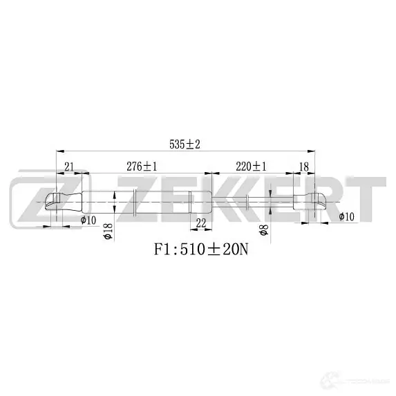 Амортизатор багажника ZEKKERT 1275163551 GF-1722 CESV TG изображение 0